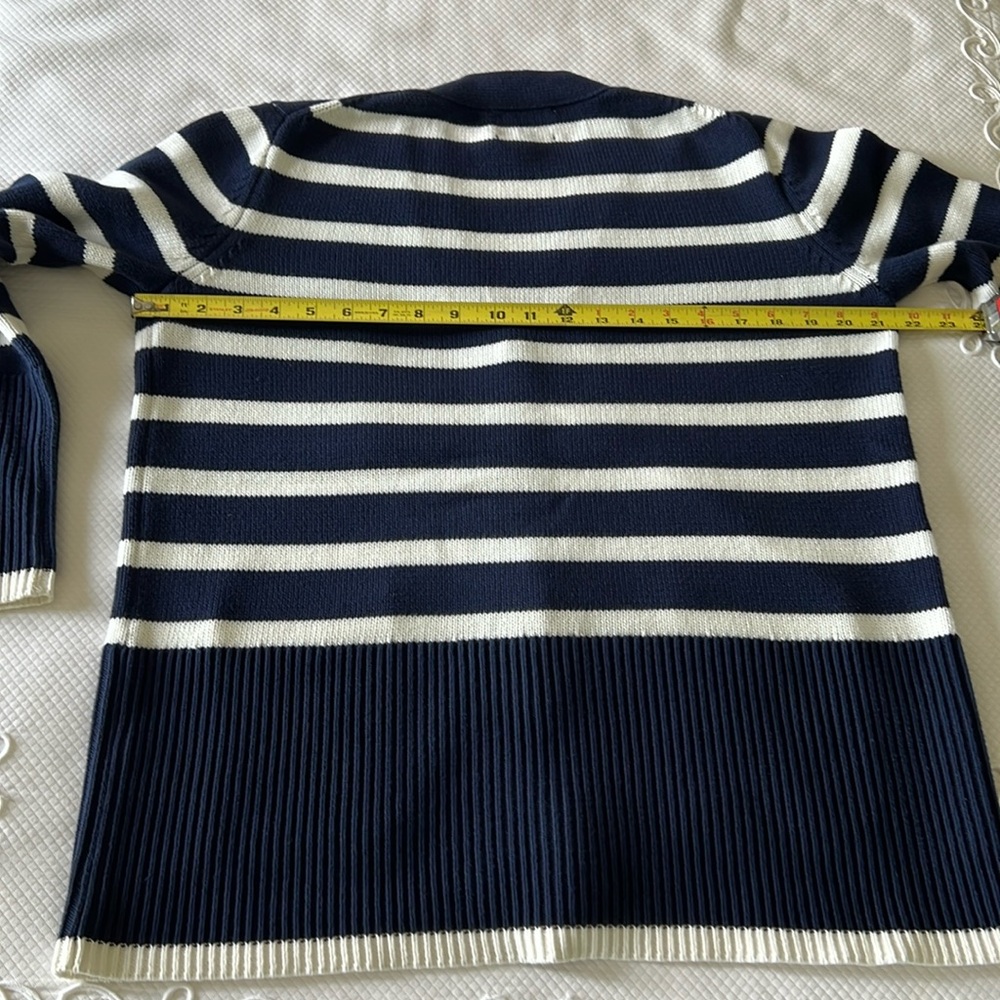 Tuckernuck - Navy & White Striped Kerry Long Cotton Cardigan S - Picture 3 of 9